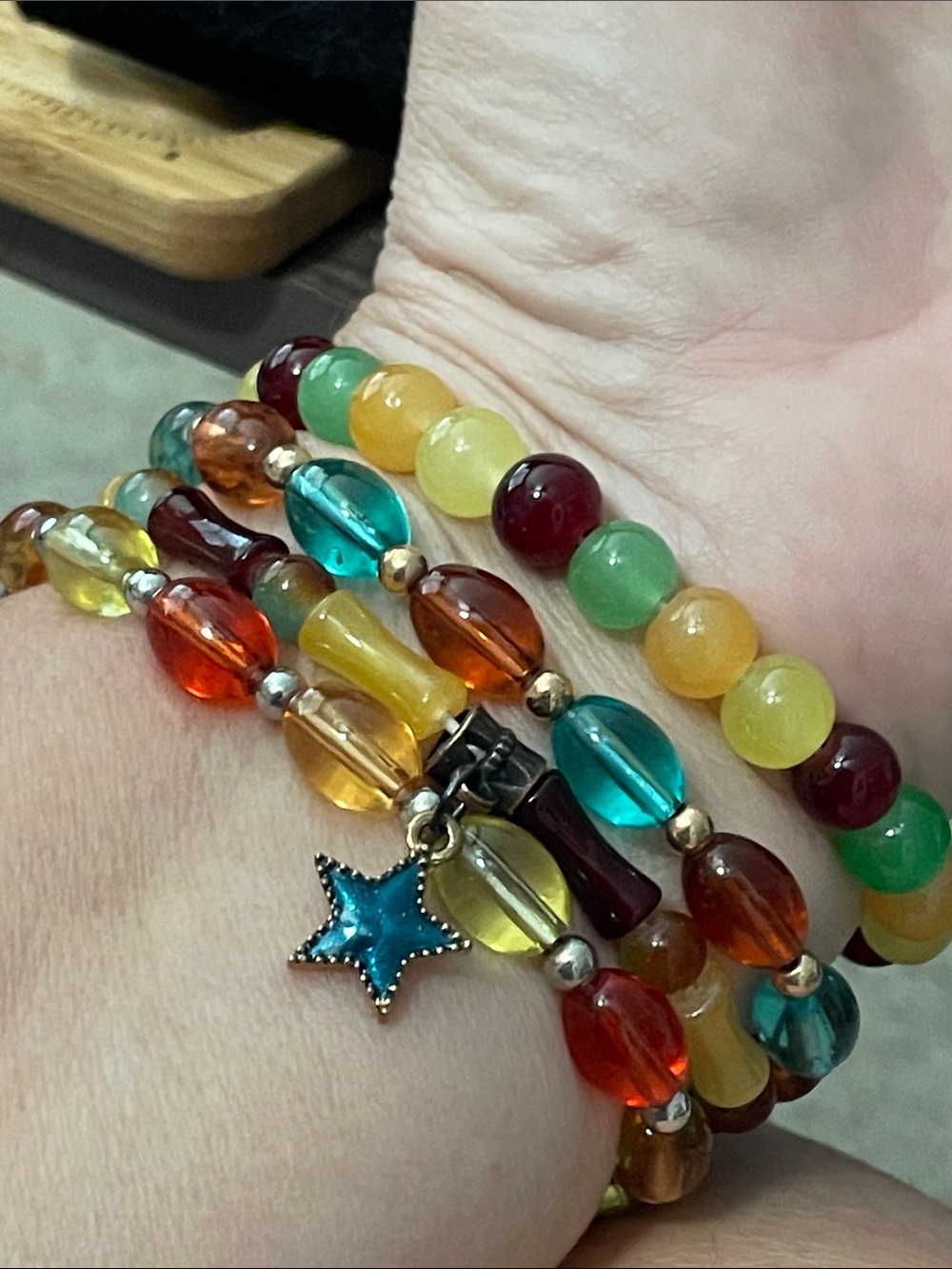 Fall Bracelet Set Thanksgiving Colors 4 Glass Beads